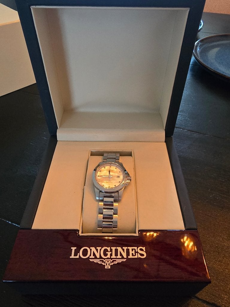 Longines L33764876 Conquest dameshorloge compleet+papieren, Overige merken, Staal, Polshorloge, Ophalen of Verzenden