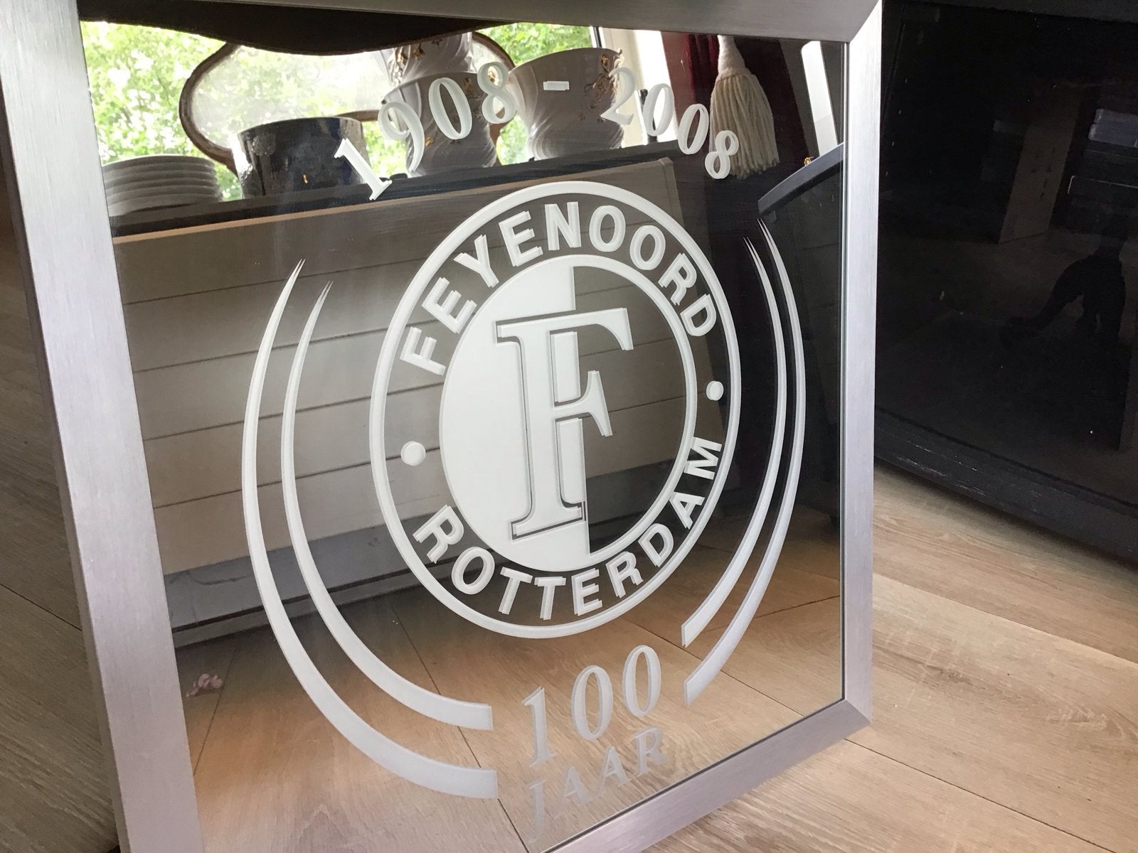 Feyenoord Spiegel 50x50 cm - 100 Jaar Jubileum, Ophalen, Vierkant, Zo goed als nieuw, Minder dan 100 cm