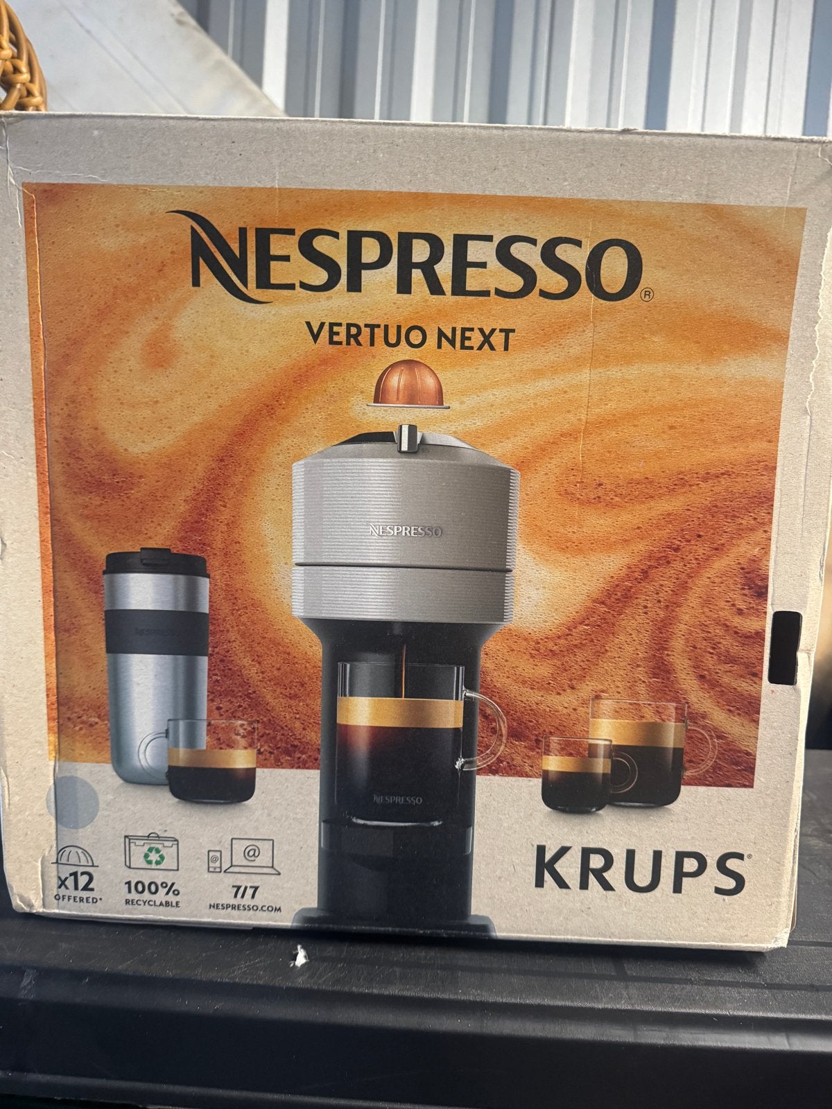 Nespresso Krups Vertuo Next Zilver/Zwart met originele doos, Koffiemachine, Ophalen of Verzenden, Zo goed als nieuw, 1 kopje