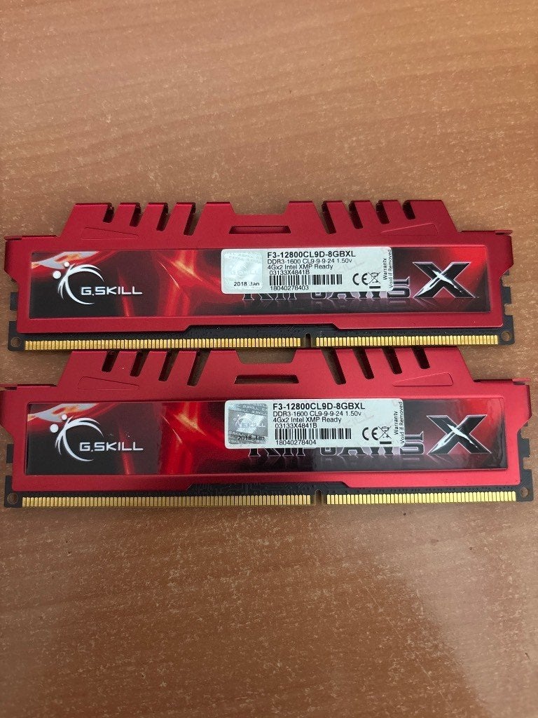 8GB G.Skill Ripjaws X DDR3-1600 CL9 (2x 4GB Kit), Computers en Software, RAM geheugen, Gebruikt, Desktop, 8 GB, DDR3, Verzenden