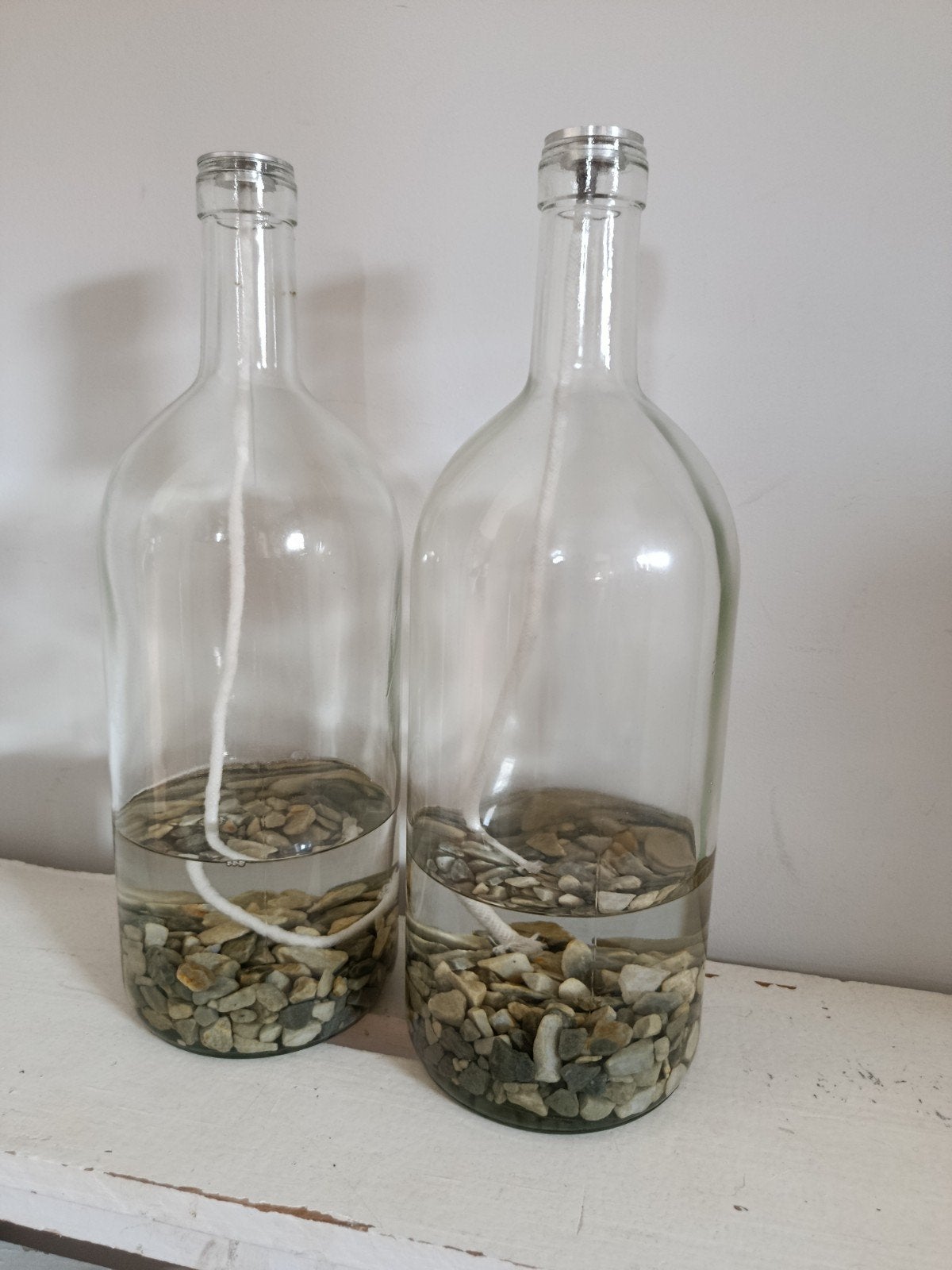 Set van 2 Grote Olielampen van Glas met Kiezelstenen, Ophalen, Gebruikt, Meerkleurig, Overige stijlen