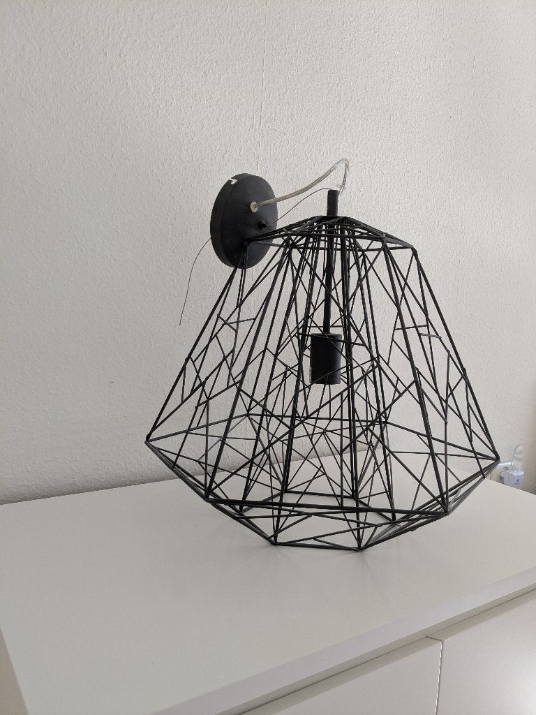 Zwarte draadlamp / hanglamp HouseDoctor - geometrisch design, Ophalen, Gebruikt, E27 (groot), Metaal
