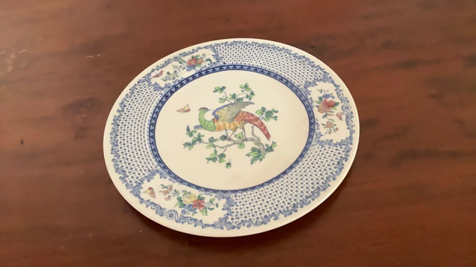 Vintage bord met vogelmotief, Ophalen of Verzenden
