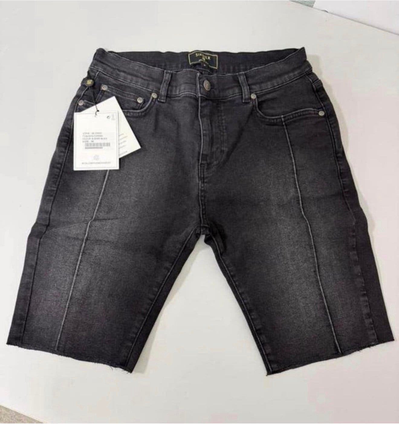 Siksilk raw hem pleated denim short washed black W32 M jeans, Zwart, Nieuw, Ophalen of Verzenden, M