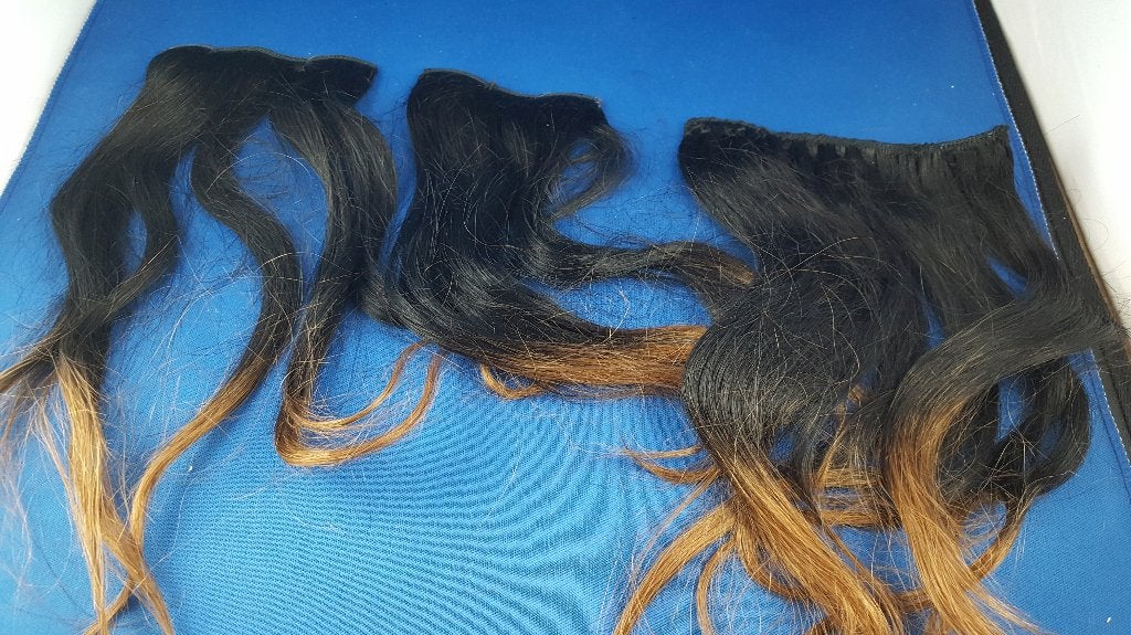 Hair extensions clip in hair, zwart en bruin. Echt haar! 2A4, Tweedehands verkoop, Tweedehands verkoop, Gebruikt, Ophalen of Verzenden