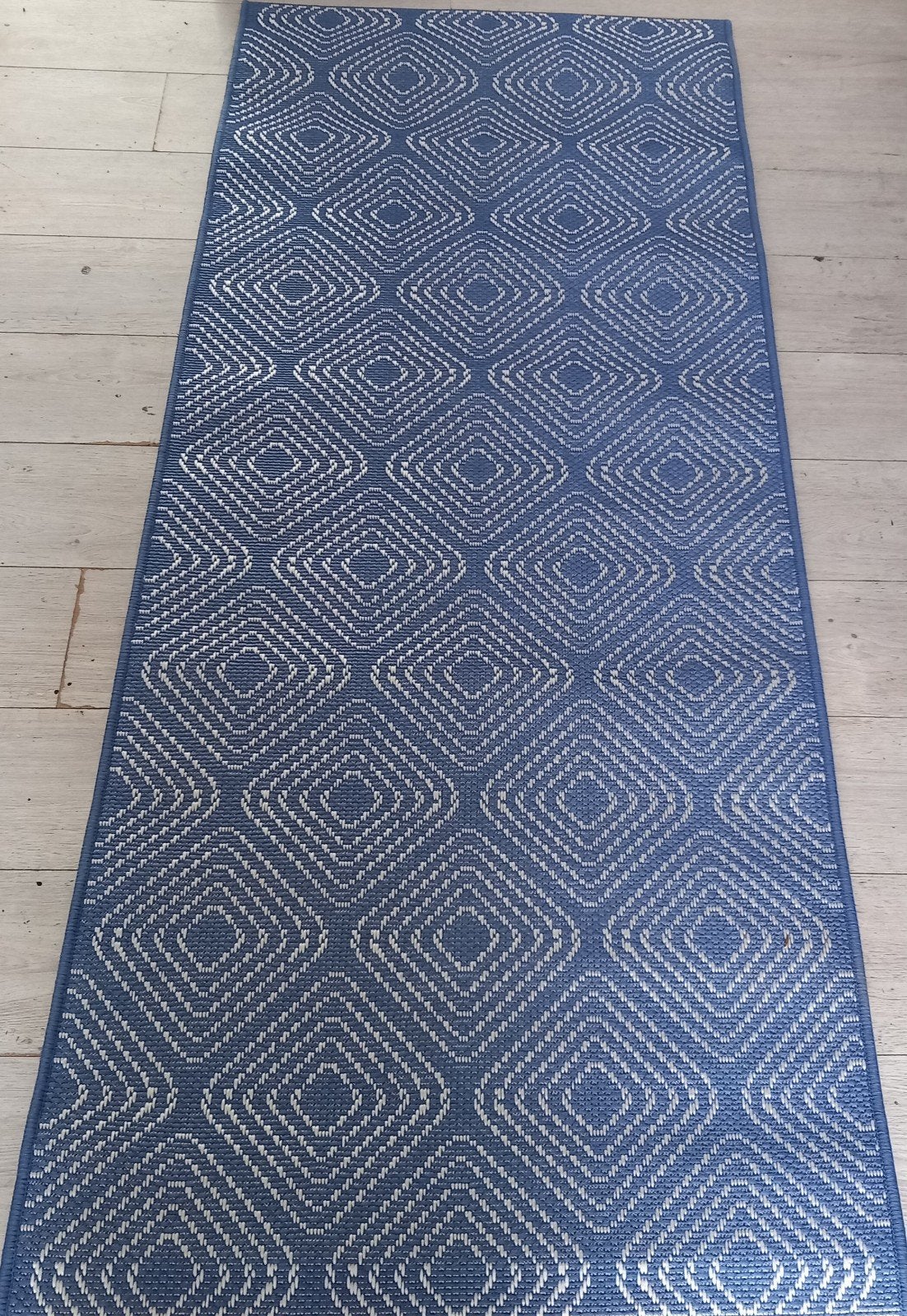 Nieuw buiten vloerkleed blauw crème, Nieuw, Rechthoekig, 50 tot 100 cm, Ophalen of Verzenden