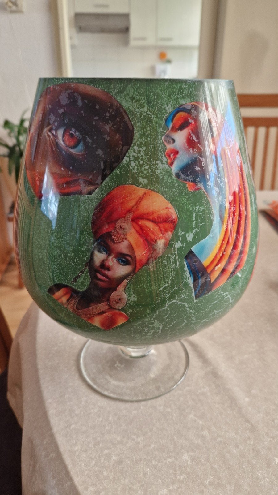Afrikaanse beschilderde glazen pot, Ophalen of Verzenden