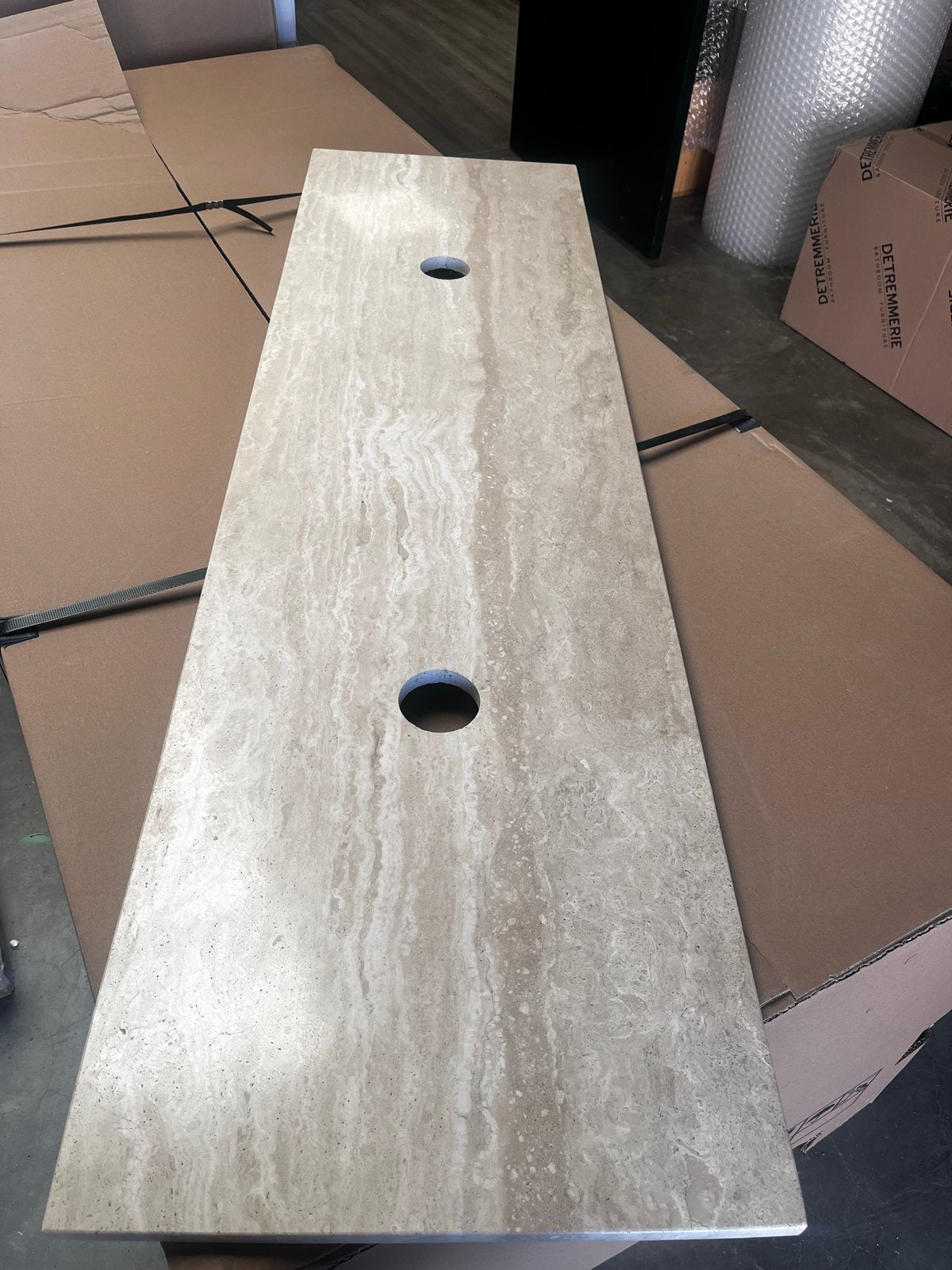 Keramisch Wastafel Afdekblad Mat Travertin 160cm, Ophalen, Nieuw, Steen, Wastafel