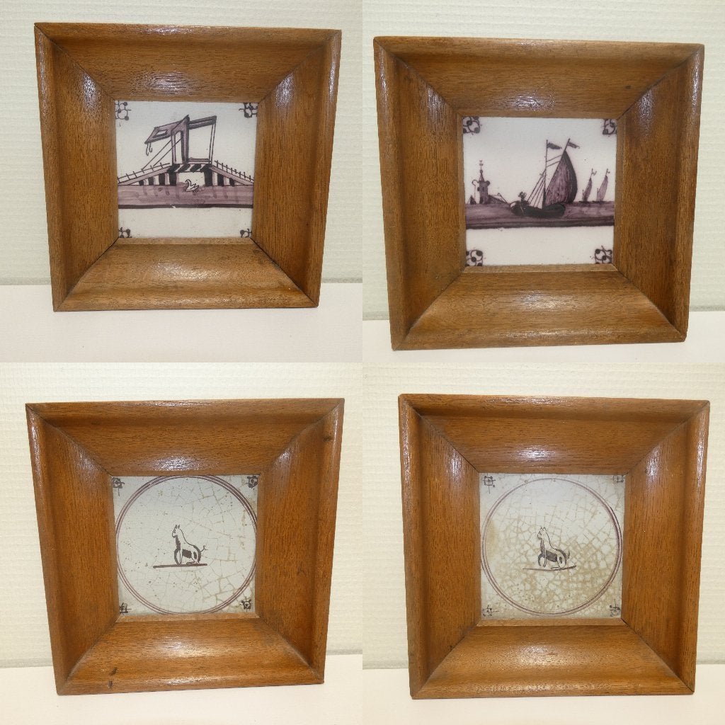 4x oude wandtegel in lijst [1772], Ophalen of Verzenden