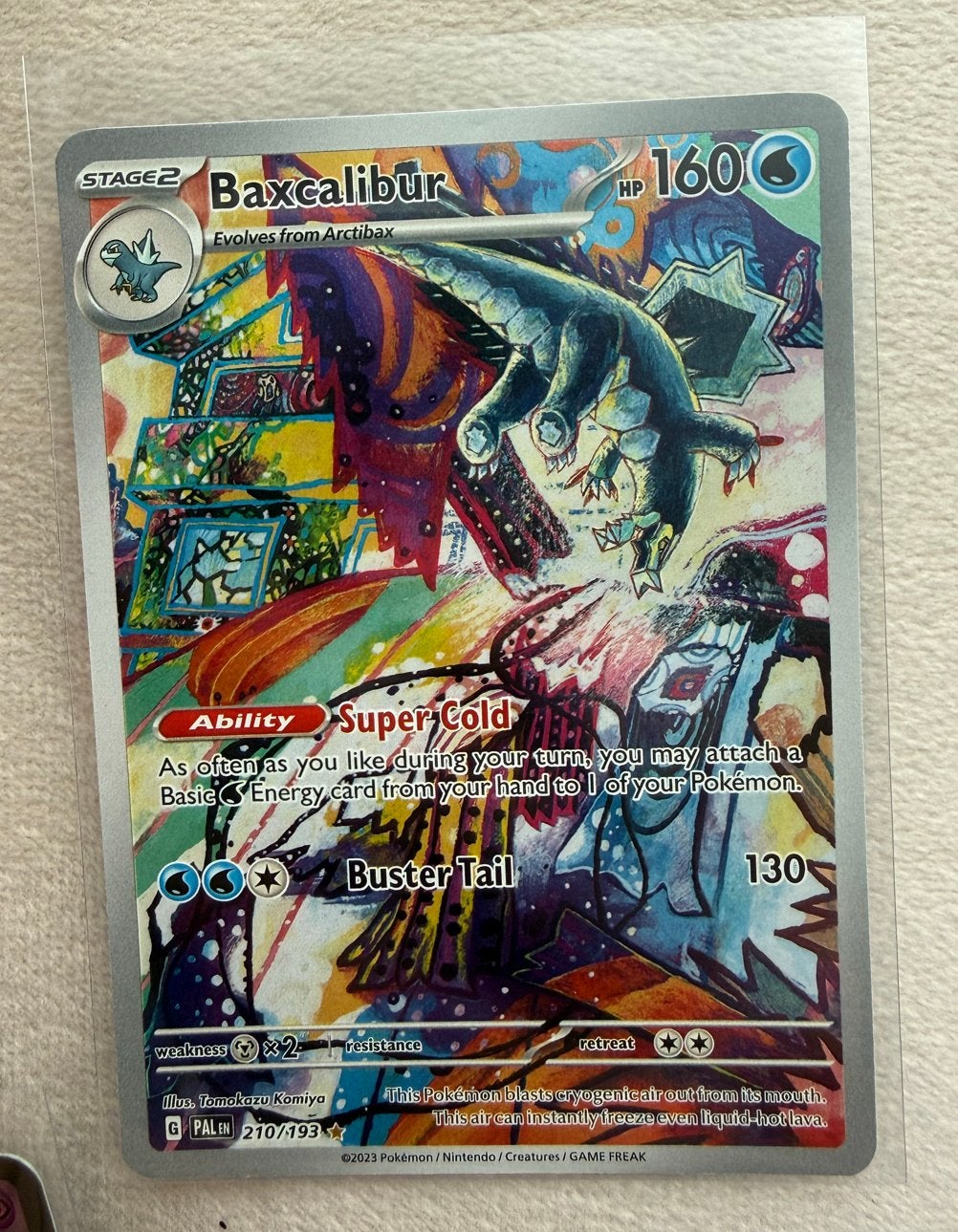 Baxcalibur Pokémon Kaart - Full Art (Obsidian Flames), Ophalen of Verzenden, Zo goed als nieuw, Losse kaart