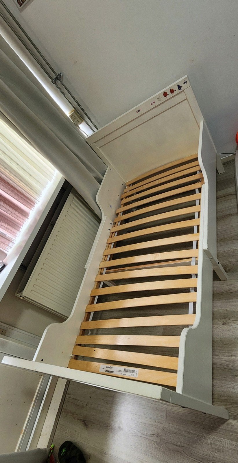 IKEA SUNDVIK Meegroeibed met LURÖY Lattenbodem, Gebruikt, Eenpersoons, Wit, Ophalen of Verzenden