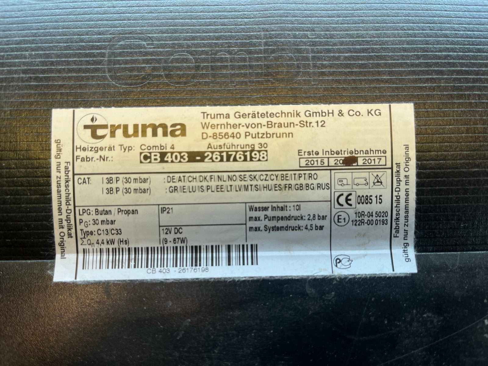 Truma Combi 4 Boiler/Verwarming voor Camper/Caravan, Ophalen of Verzenden, Gebruikt