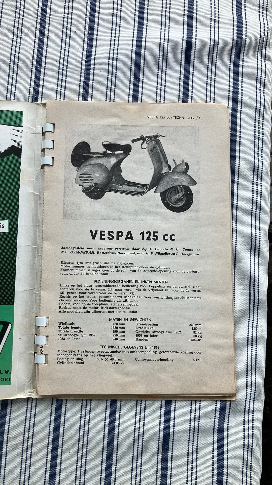 Handleiding voor Vespa 125 en 150cc 1952, Motoren, Onderdelen | Oldtimers, Ophalen of Verzenden