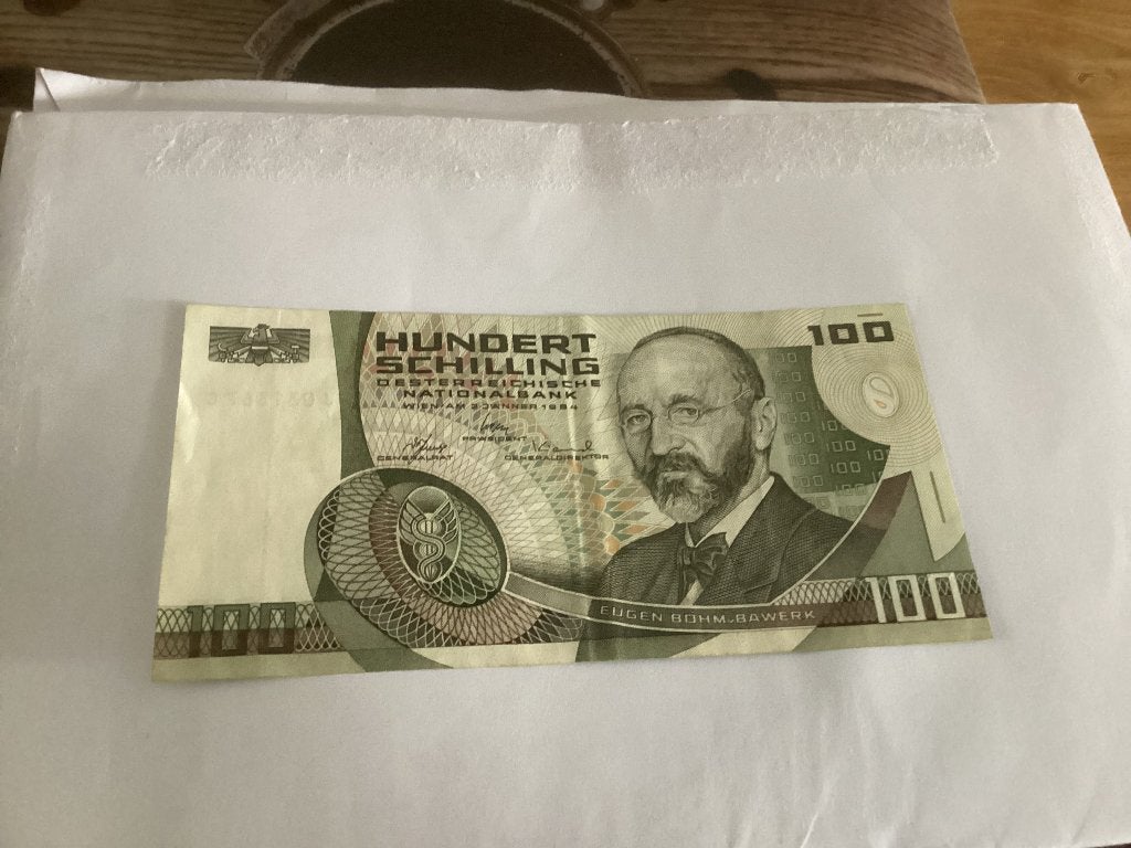 Bankbiljet Oostenrijk 100 schilling voor een goed bod mag he, Postzegels en Munten, Bankbiljetten | Europa | Niet-Eurobiljetten