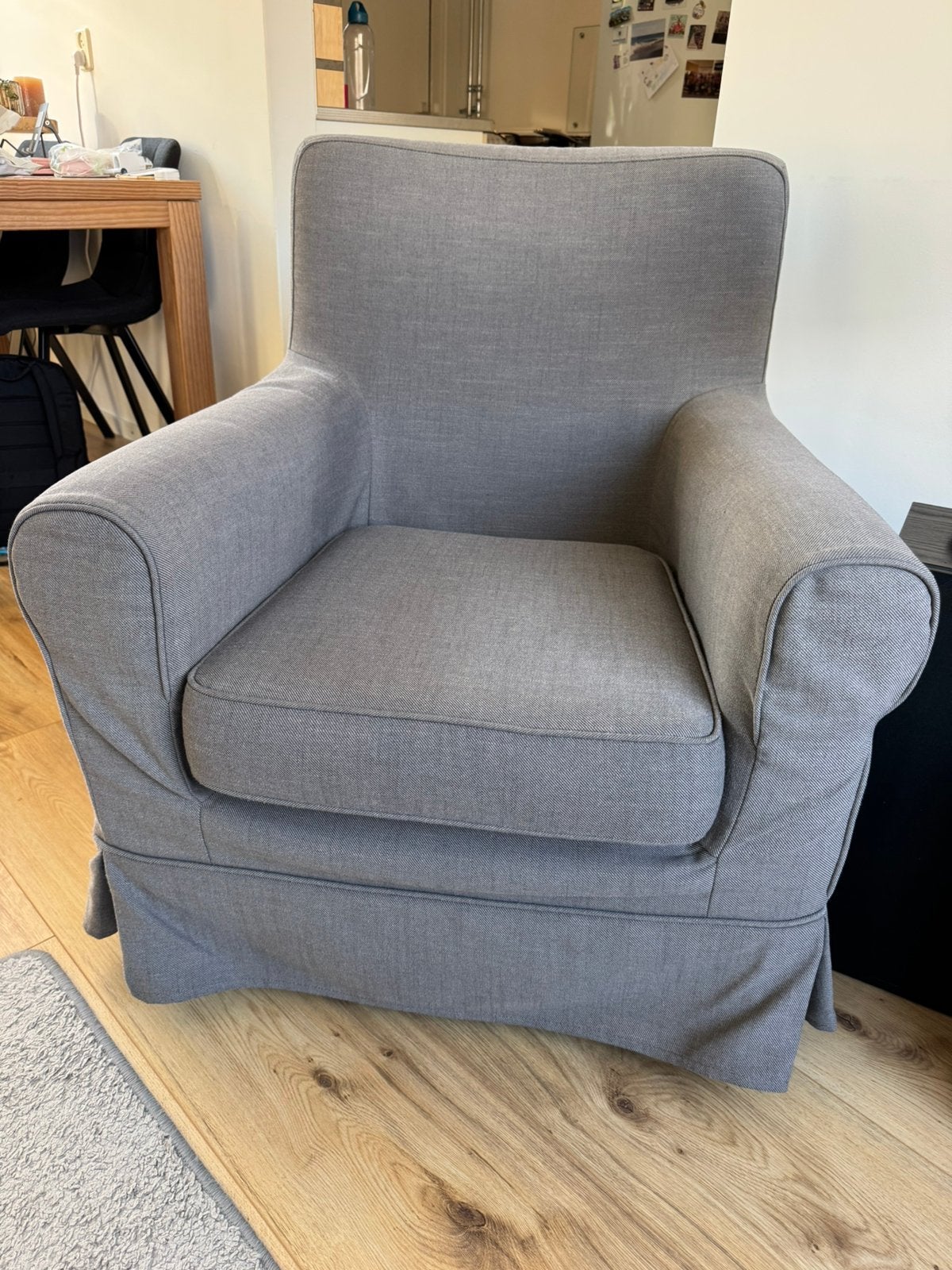IKEA Jennylund / Ektorp fauteuil grijs 2x, Huis en Inrichting, Ophalen, Zo goed als nieuw, 75 tot 100 cm