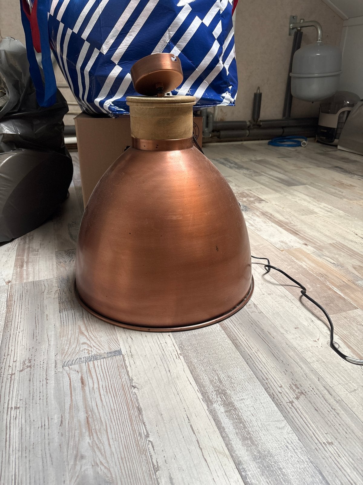Koperen hanglamp - Vintage industriële stijl, Ophalen, Gebruikt, Metaal, Minder dan 50 cm