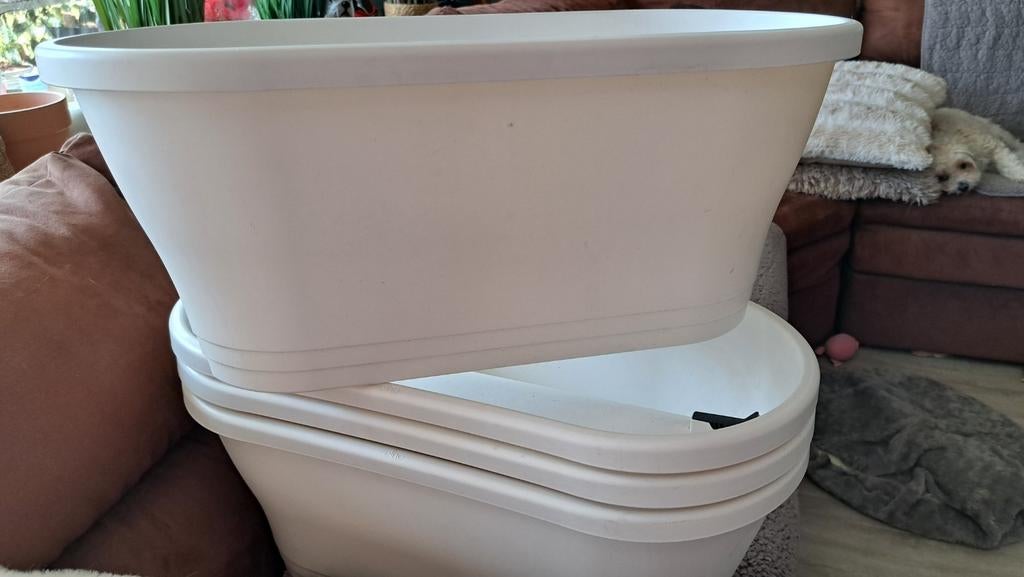 Witte Elho bloembakken voor balkon of tuin, Ophalen, Kunststof, Gebruikt, Minder dan 30 cm
