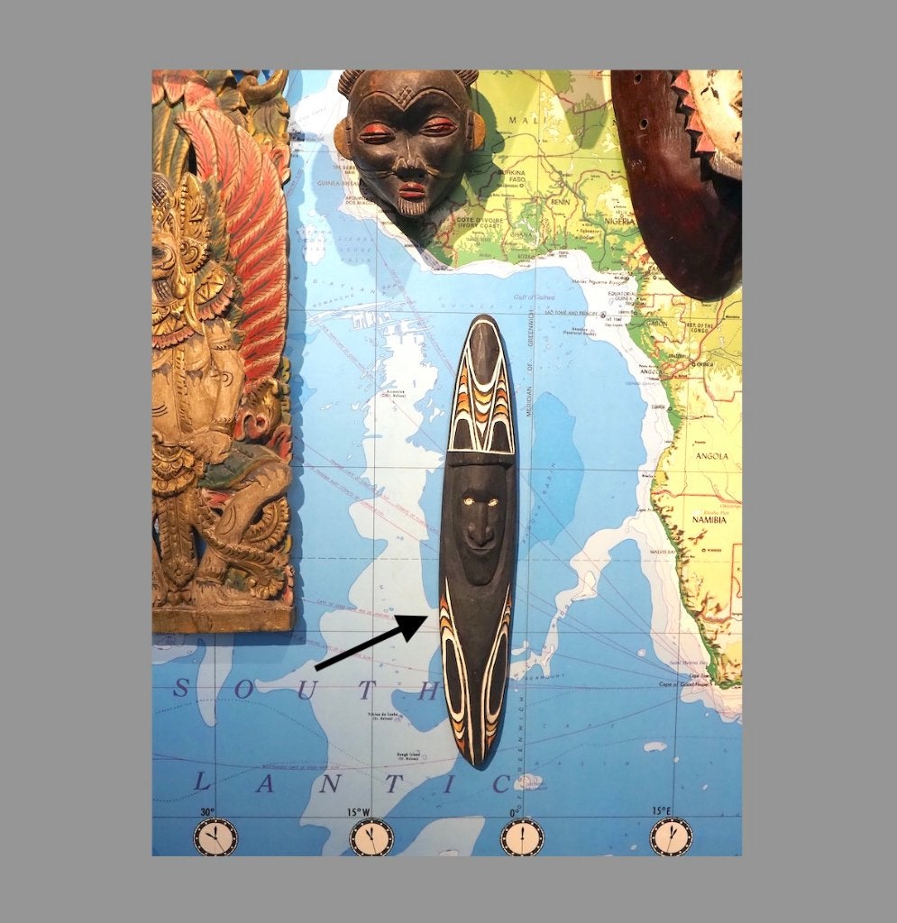 Chambri lake amulet Papua Nieuw-Guinea (170815-03), Hout, Papoea-Nieuw-Guinea, Ophalen of Verzenden, 48 cm