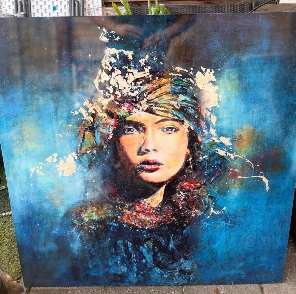 Aluart Schilderij 'Mysterious Blue Woman' - Kunst aan de Muu, Antiek en Kunst, Kunst | Schilderijen | Modern, Ophalen