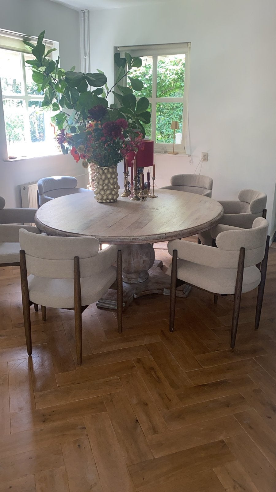 Ovale  houten eettafel met 180x160, Huis en Inrichting, Tafels | Eettafels, Ophalen, Gebruikt, 100 tot 150 cm, Rond