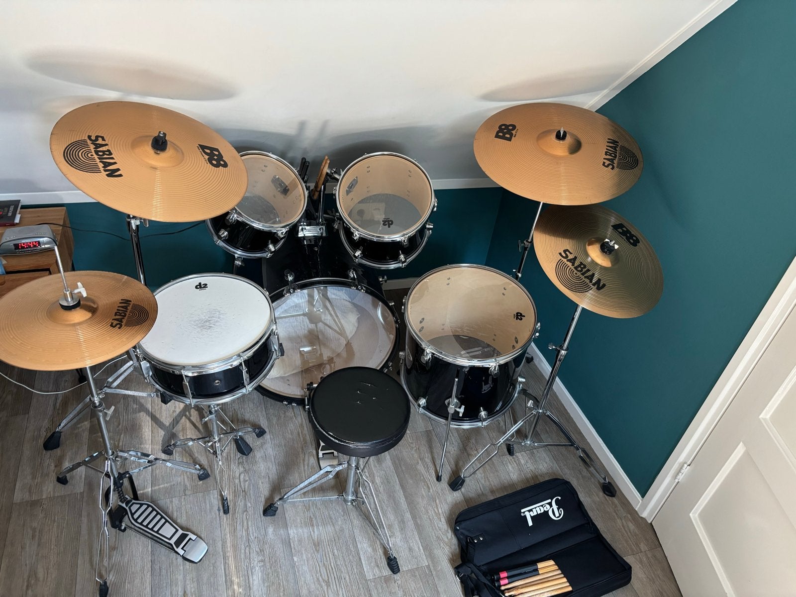 Compleet drumstel met bekkens en accessoires, Muziek en Instrumenten, Ophalen, Gebruikt, Overige merken