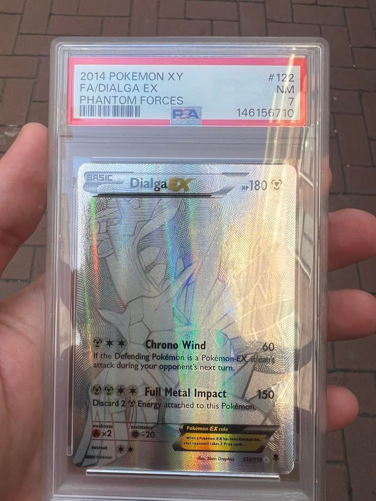 Pokemon Dialga EX FA Phantom Forces PSA 7, Ophalen of Verzenden, Zo goed als nieuw, Losse kaart, Foil