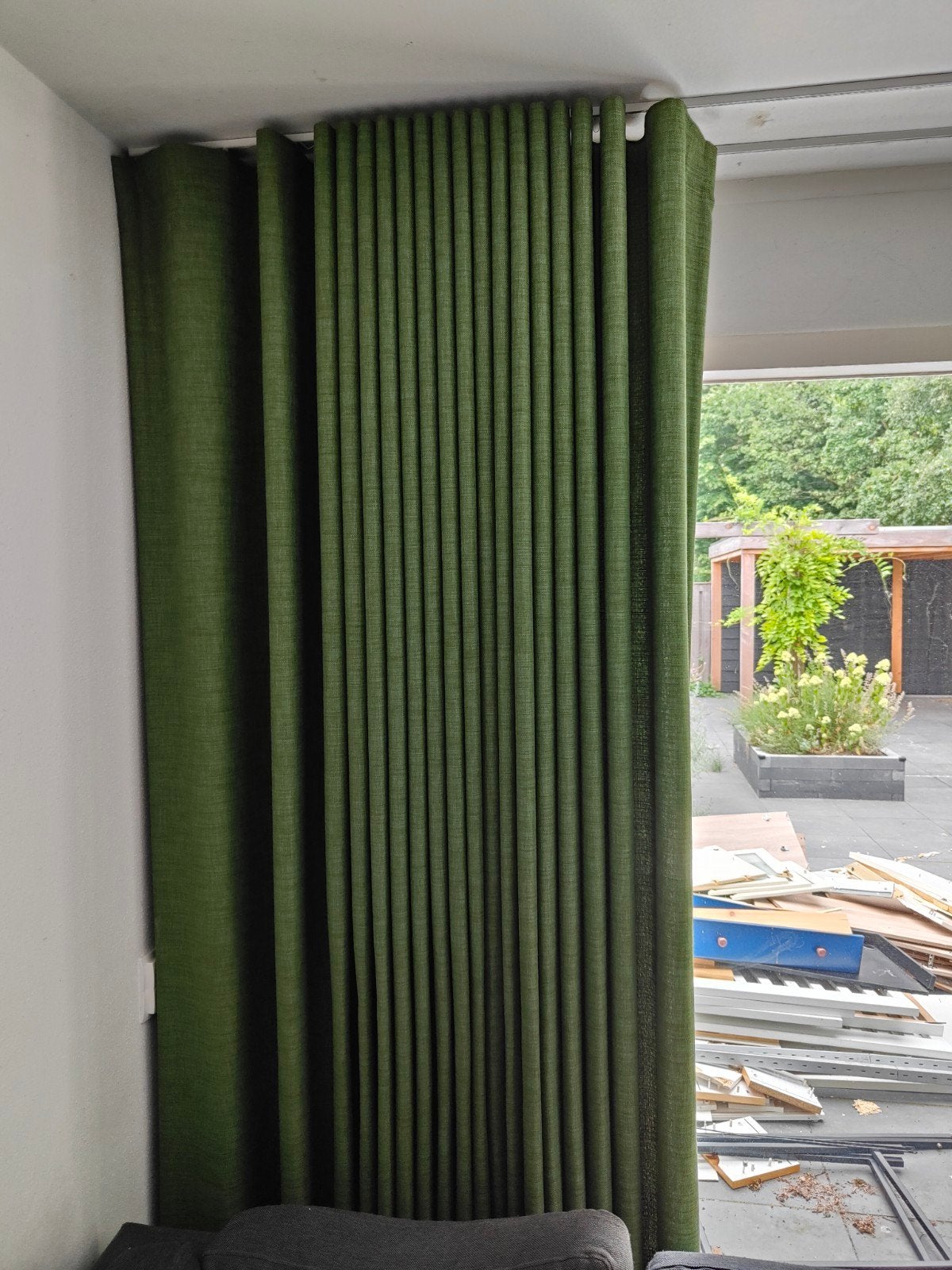 Groene overgordijnen - 2 stuks, 270x250 cm, Ophalen, Overgordijn, Verduisterend, Zo goed als nieuw