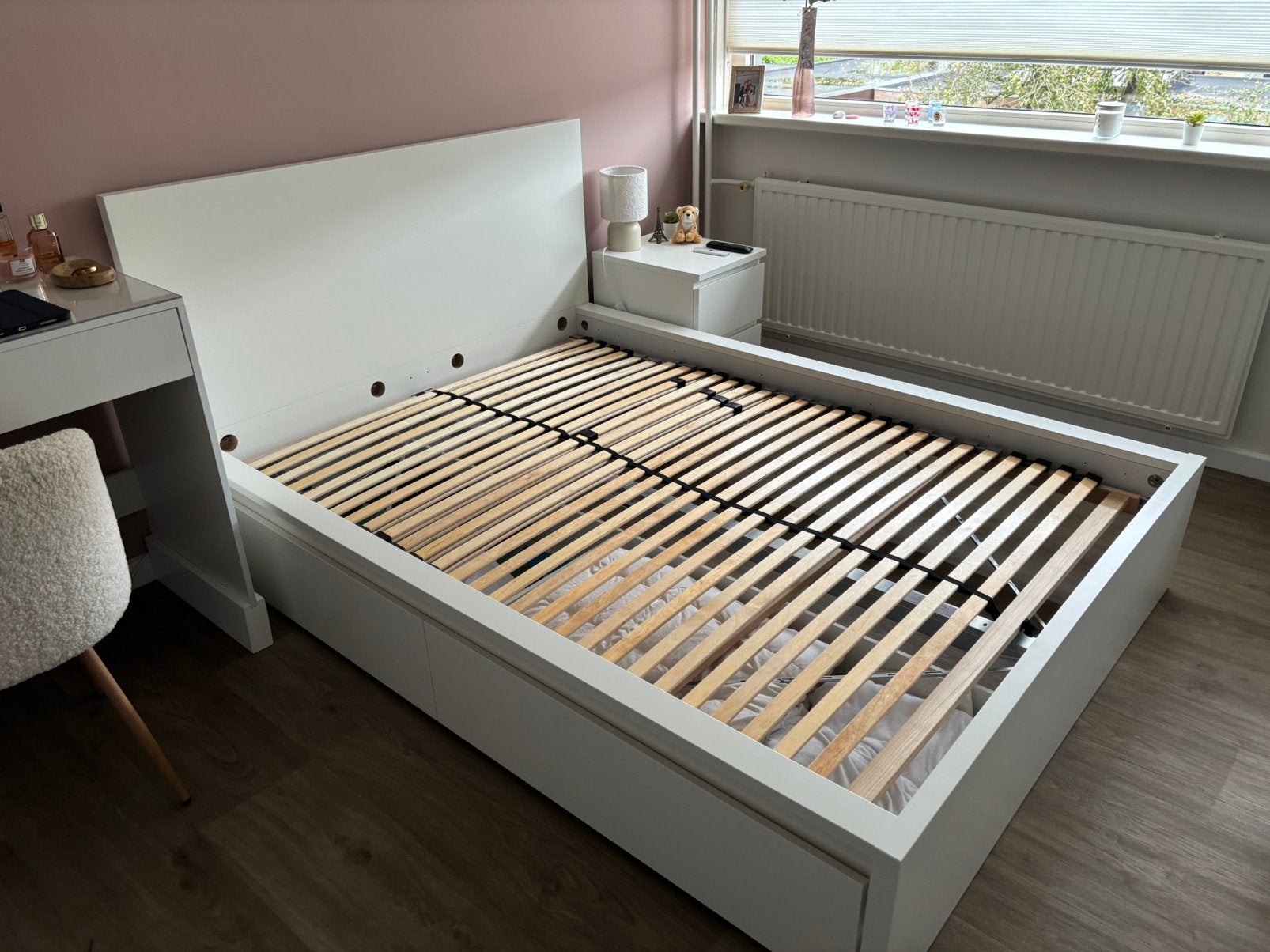 IKEAMALM bed140x200 lades, verstelbare lattenbodem en matras, Ophalen, Verstelbaar, Wit, Tweepersoons