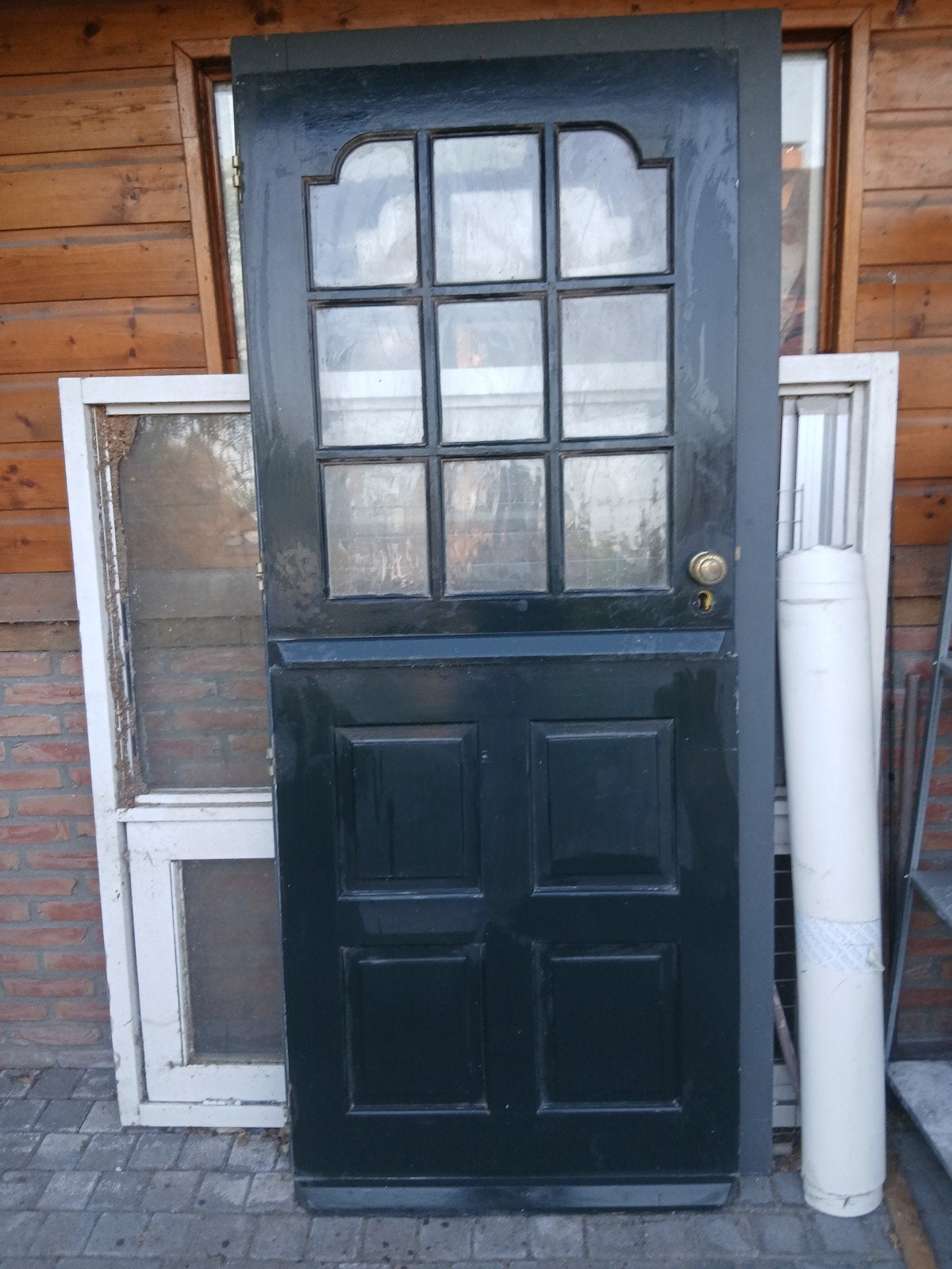 Hardhouten Stal- of Boerenbuitendeur - Donkergroen/Wit, Ophalen of Verzenden