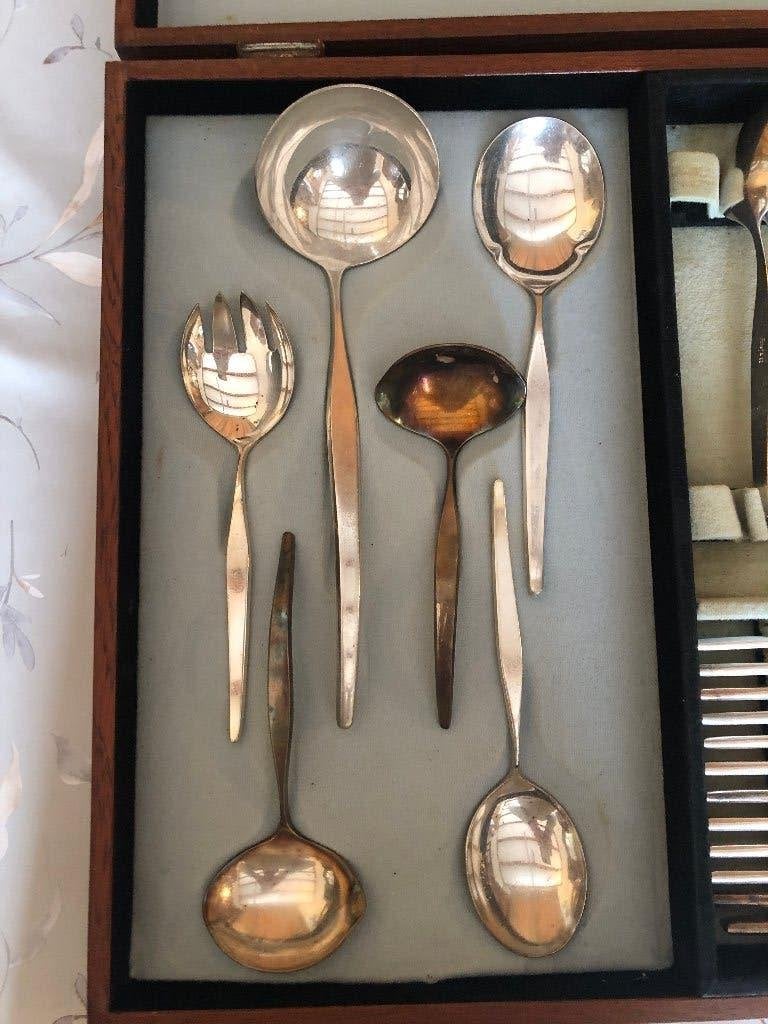 70-delig Amefa 90 verzilverd servies met houten koffer, Ophalen of Verzenden
