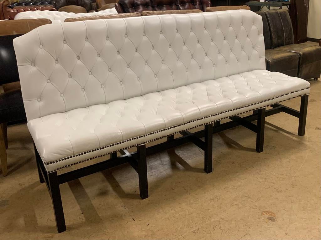 Prachtige Chesterfield Dining Sofa 4 Zits Wit., Ophalen of Verzenden, Gebruikt, Leer, Chesterfield