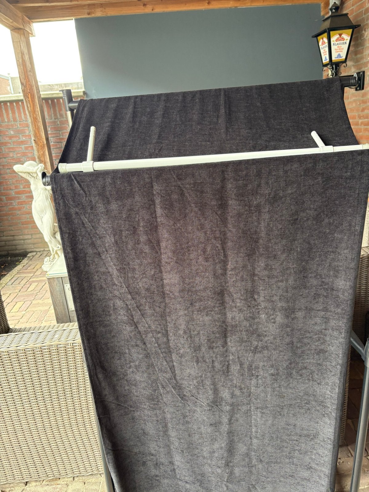 Zwart velours gordijn 140x270 cm, Ophalen, Inclusief montageonderdelen, Fluweel, Zwart