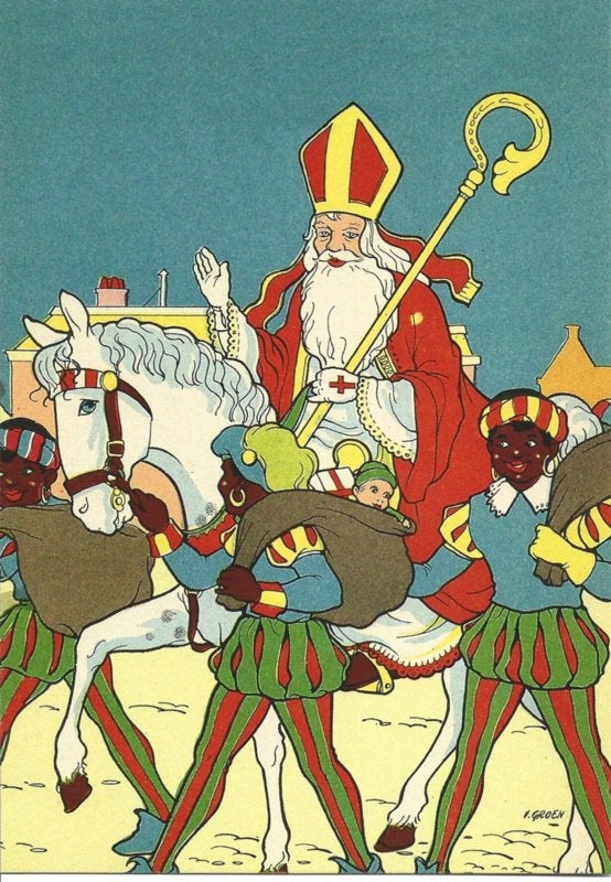 Sint en piet onderweg cadeautjes prentbriefkaart [C11122], Ophalen of Verzenden, 1980 tot heden, Ongelopen