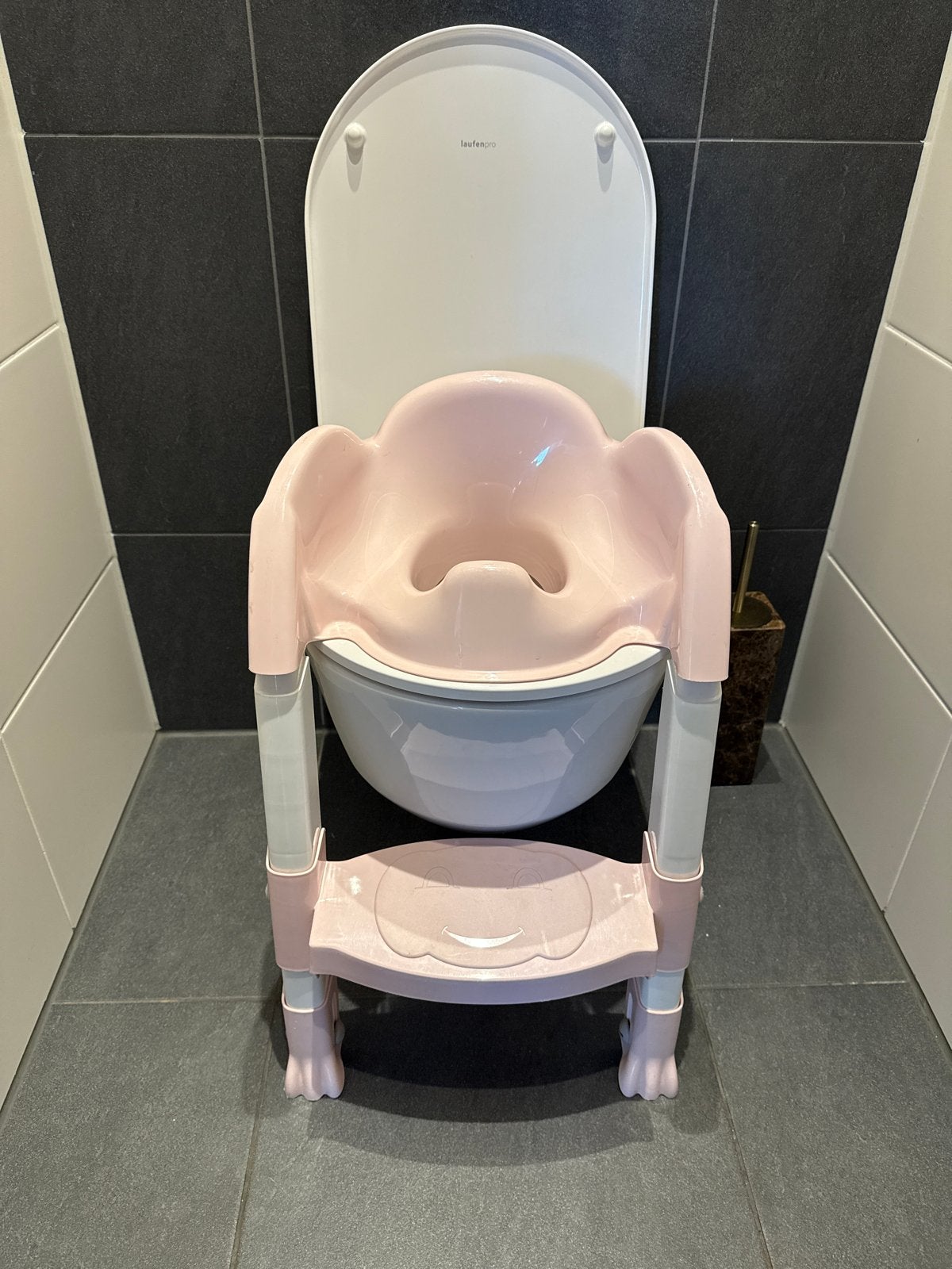 Roze kinder wc-bril met opstapje, Ophalen, Gebruikt