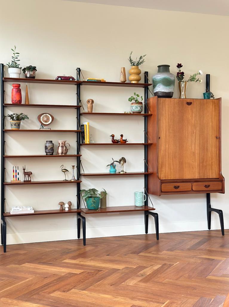 Vintage wandmeubel Webe Louis van Teeffelen teak jaren 50/60, Ophalen, 250 tot 300 cm, Gebruikt, Teakhout