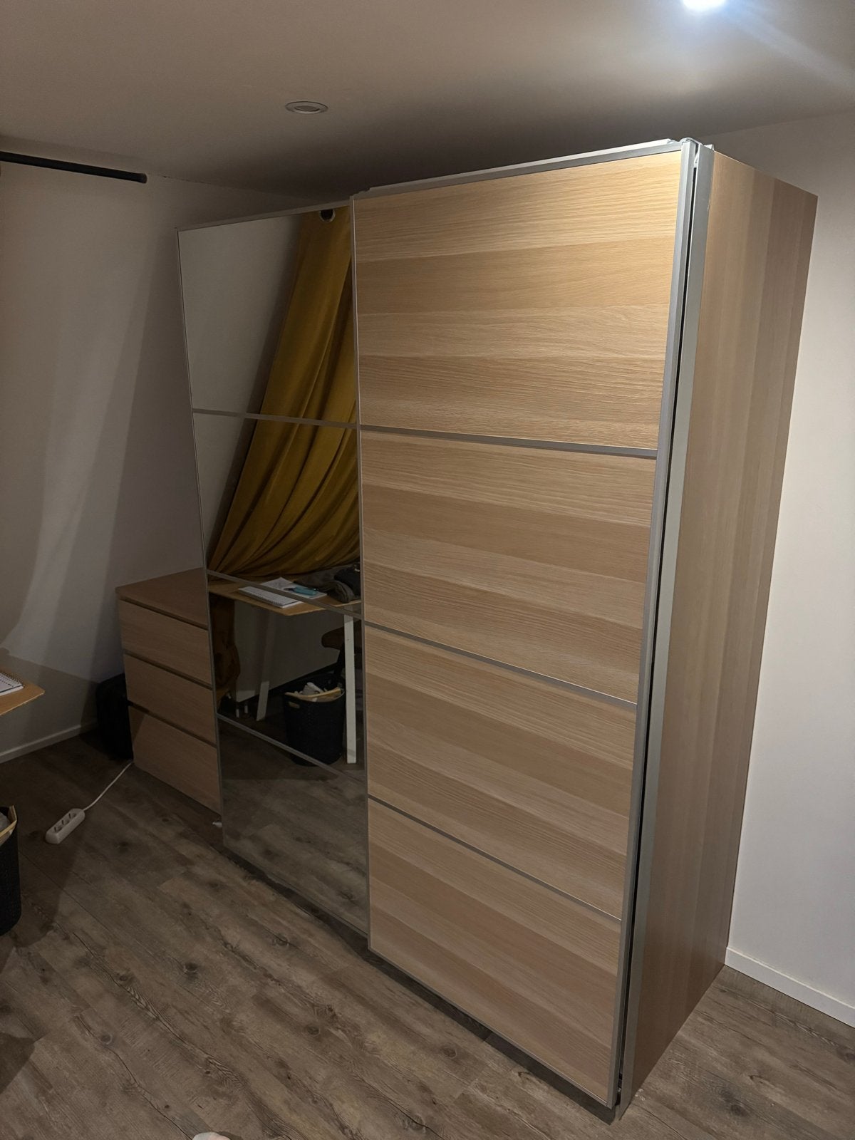 Ikea Pax Kast 150cm met Schuifdeuren en Spiegel, Ophalen, 100 tot 150 cm, 200 cm of meer, Zo goed als nieuw
