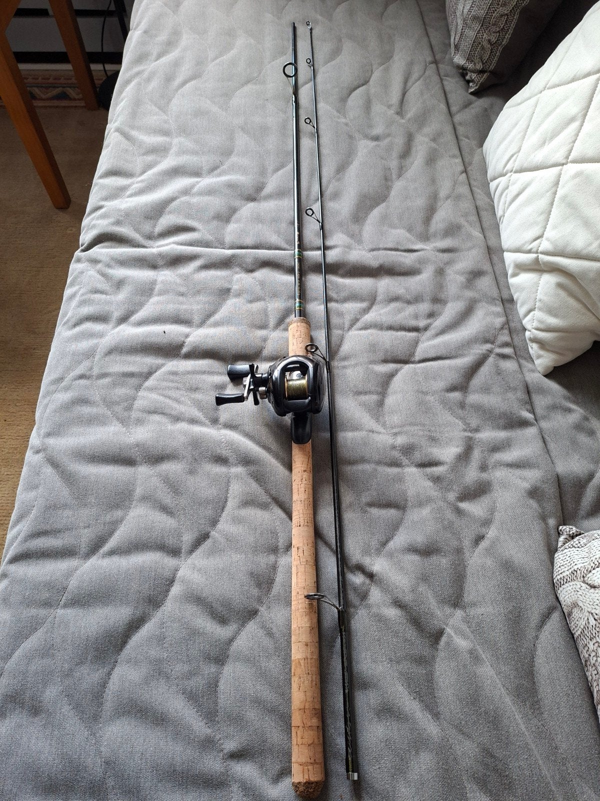 Hengelset: Werphengel met Baitcaster Molen - Z.G.A.N., Ophalen of Verzenden, Zo goed als nieuw, Werphengel