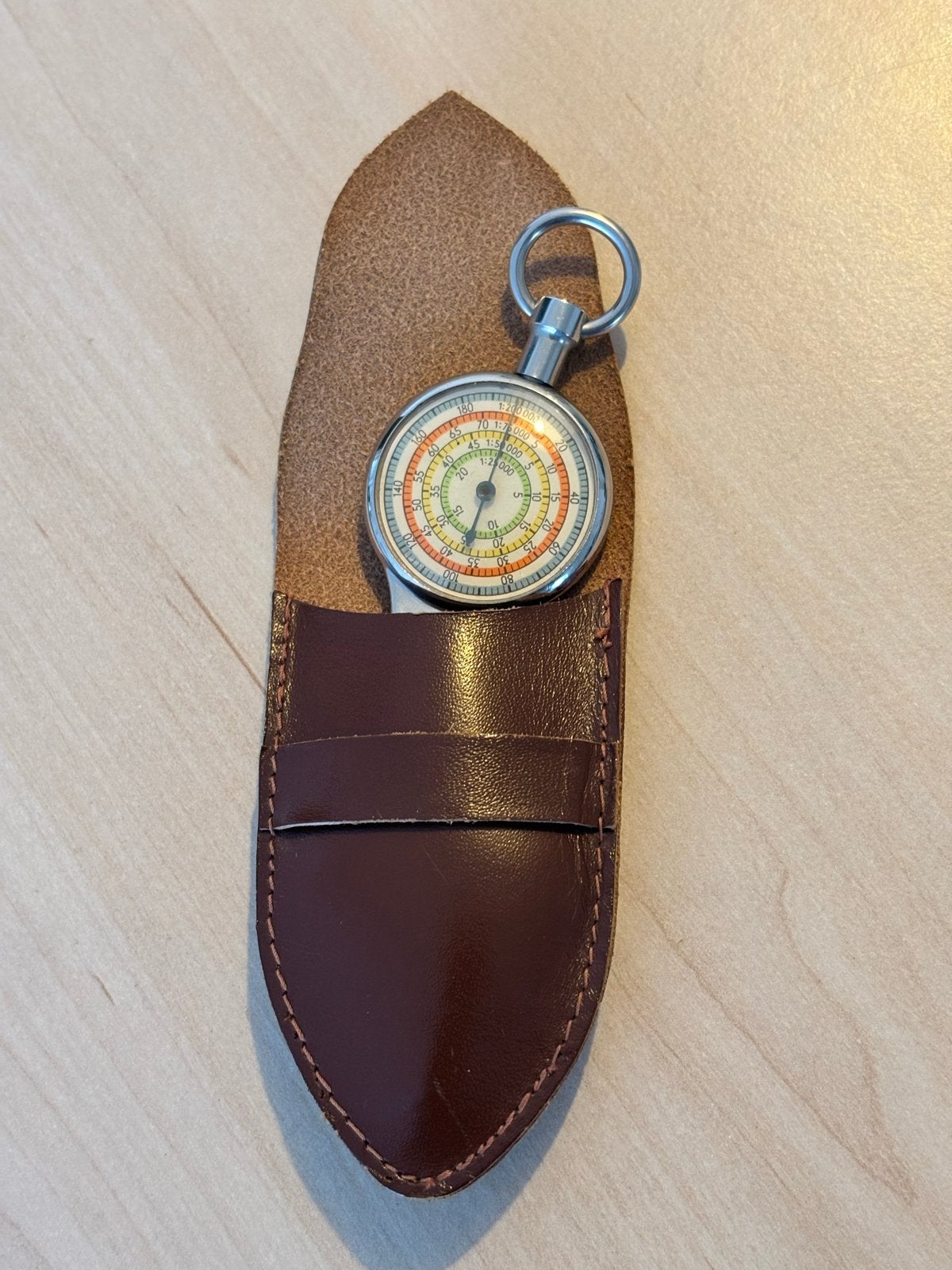 Vintage Kaartmeter met Leren Hoesje - Perfect voor Wandelaar, Ophalen of Verzenden