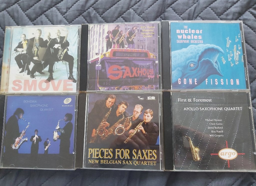 Vijf maal saxofoonkwartet en eenmaal  saxofoonorkest, Ophalen of Verzenden, Zo goed als nieuw, Overige typen