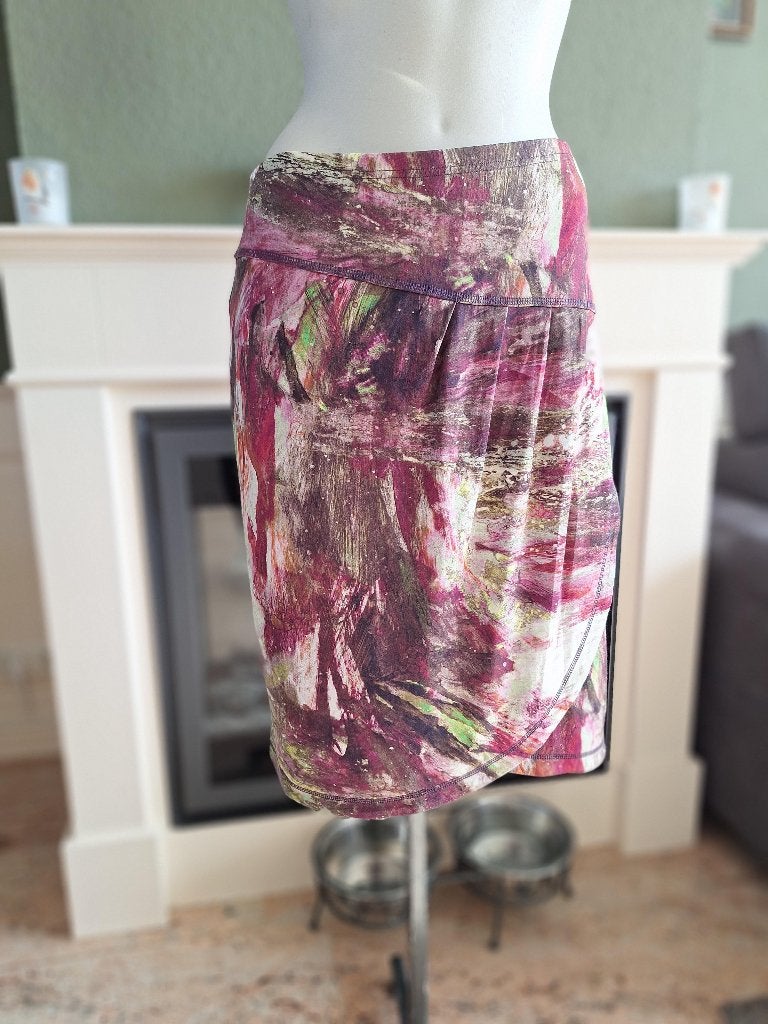 Kyra & Ko Roze paars groene rok M 38, Kleding | Dames, Maat 38/40 (M), Verzenden, Paars, Zo goed als nieuw