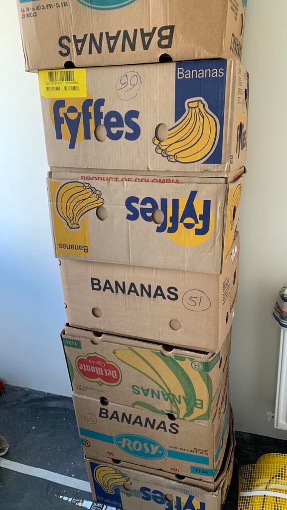 12 Bananendozen - Gratis ophalen, Doe-het-zelf en Verbouw, Kratten en Dozen, Ophalen, Doos, 50 tot 75 cm, Zo goed als nieuw
