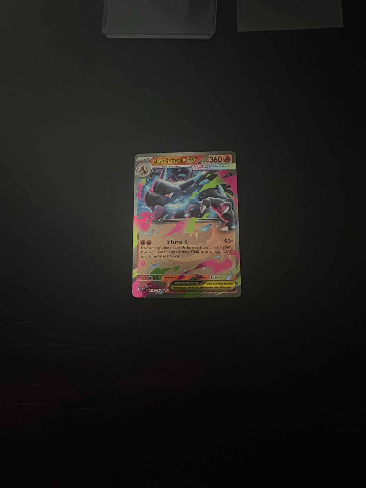 Mega Charizard X EX Pokémon Kaart - Full Art Foil, Ophalen of Verzenden, Zo goed als nieuw, Losse kaart, Foil