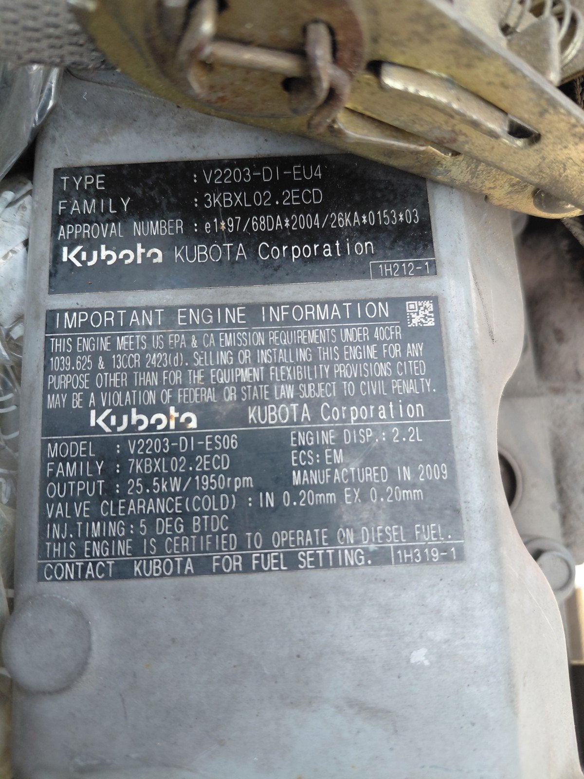 Dieselmotor Kubota  V2203, Ophalen