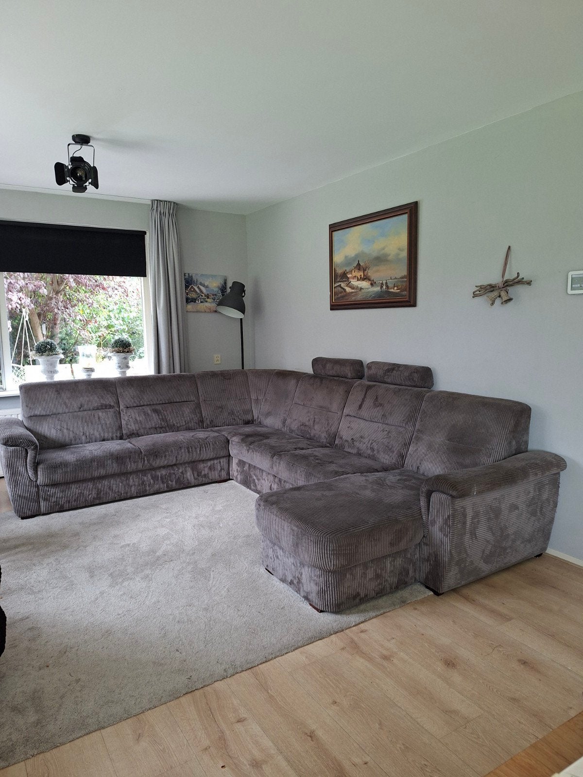 Grote uitschuifbare hoekbank met loungegedeelte - Grijs, Ophalen, 100 tot 125 cm, Hoekbank, 300 cm of meer