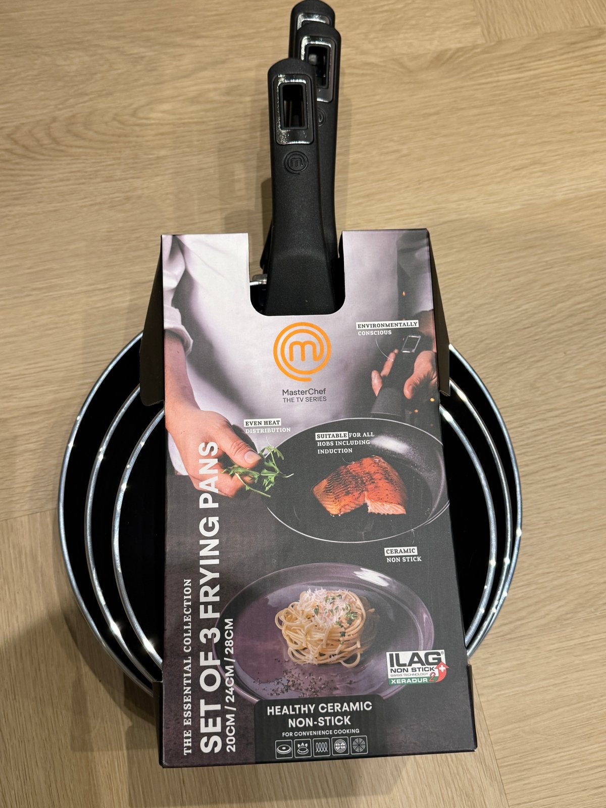 MasterChef Pannenset - 3 Keramische Koekenpannen, Antiaanbaklaag, Pannenset, Ophalen of Verzenden, Overige merken