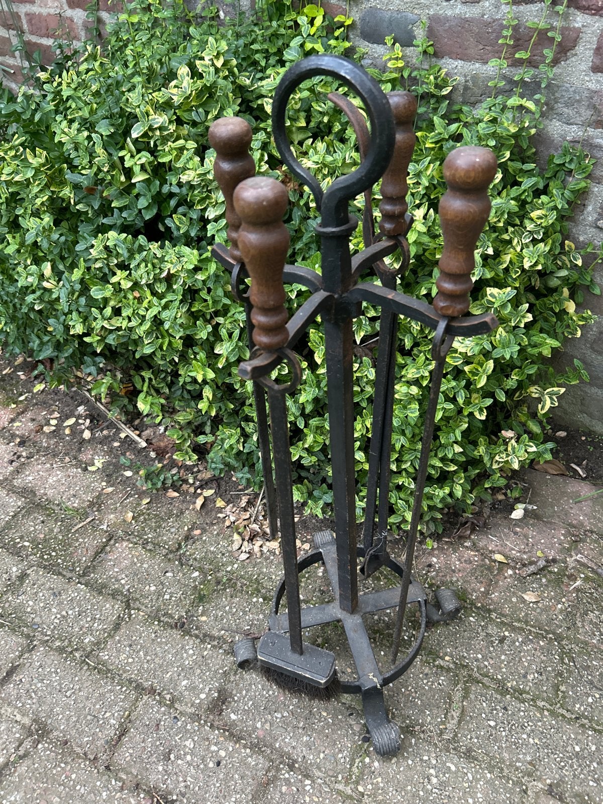 Antieke haardset met standaard en 4 gereedschappen, Ophalen, Gebruikt, Overige soorten