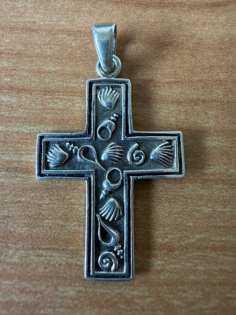 Zilveren kruis James Avery - Sea Shell Cross jaren 50/60, Ophalen of Verzenden, Zilver, Hanger