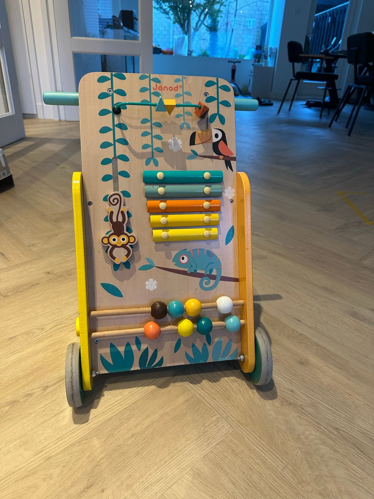 Janod Houten Loopwagen met Activiteitenpaneel, Ophalen of Verzenden, Zo goed als nieuw, Overige typen, Met geluid