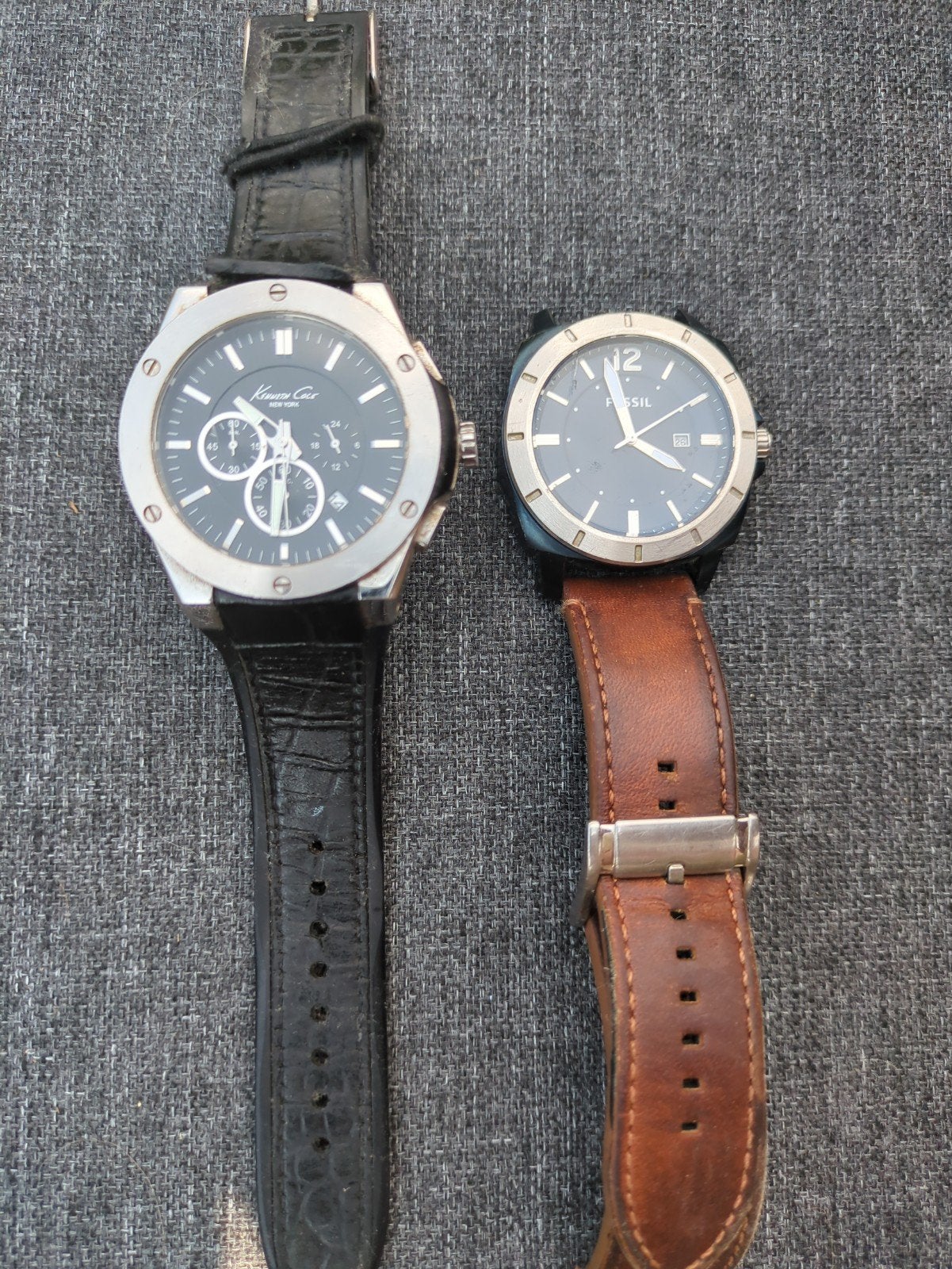 oude horloges (fossil en Kenneth cole), Sieraden, Tassen en Uiterlijk, Horloges | Heren, Ophalen of Verzenden, Gebruikt, Leer