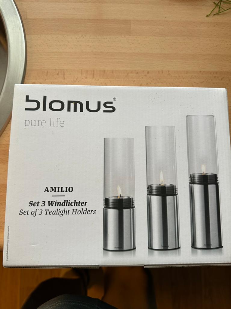 Blomus 3 waxinelichhouders nieuw, Ophalen of Verzenden, Zo goed als nieuw, Overige materialen, Minder dan 25 cm